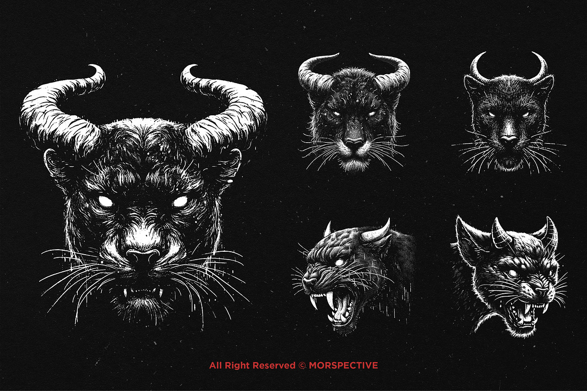 10 Bundle Dark Art Panther Horn, an Illustration by Morspective (Photo 3 of 7)