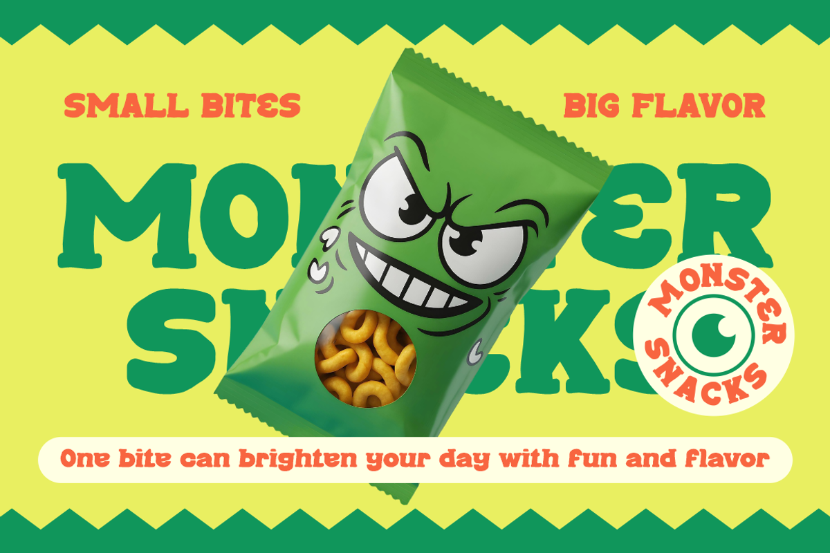 Snack Pillow Chunky Food Display, a Font by PutraCetol Studio (Photo 2 of 5)