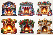 Cozy Fireplace Christmas Clipart, an Illustration by RobertsArt (Thumbnail 2 of 7)