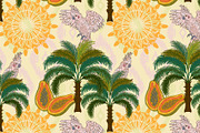 Tropical Cockatoo Palm Papaya, a Pattern Graphic by NayaChu (Thumbnail 3 of 9)
