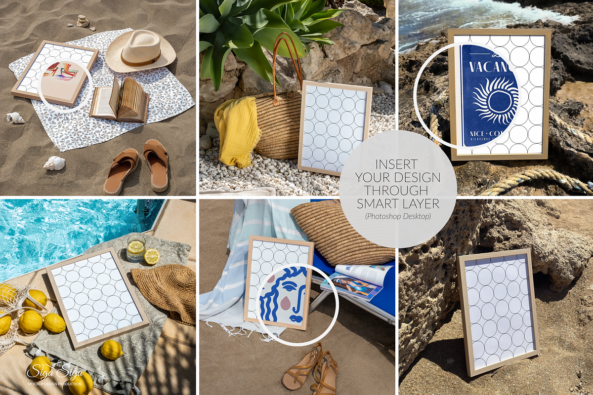 Set of 6 PSD Summer Poster mockups, a Product Mockup by SigaSigaMockup (Photo 2 of 4)