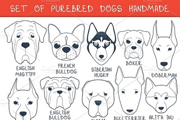 Set 24 Breeds Dogs Handmade