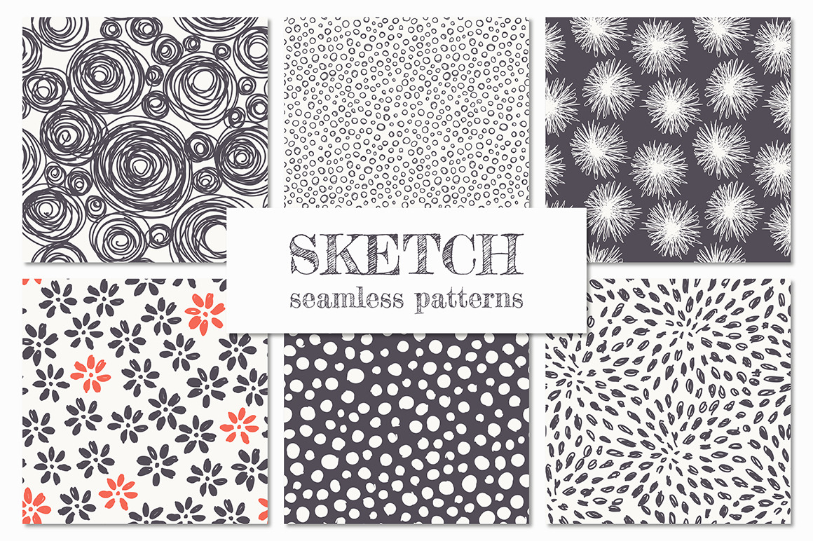 Sketch Seamless Patterns Set, a Pattern Graphic by Curly_Pat