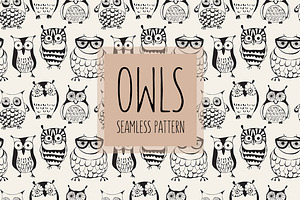 Vector Seamless Pattern With Owls