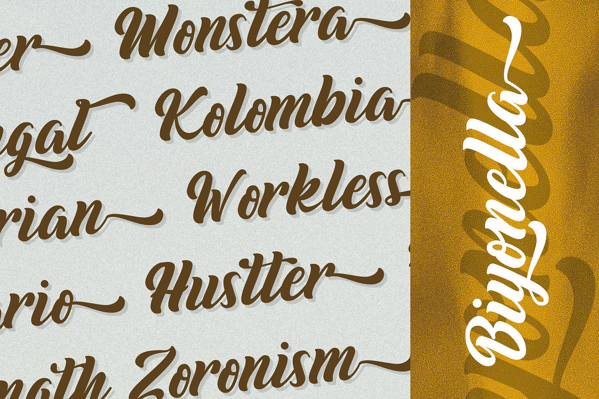 Biyonella - Retro Bold Script Font, a Script Font by StringLabs (Photo 5 of 13)