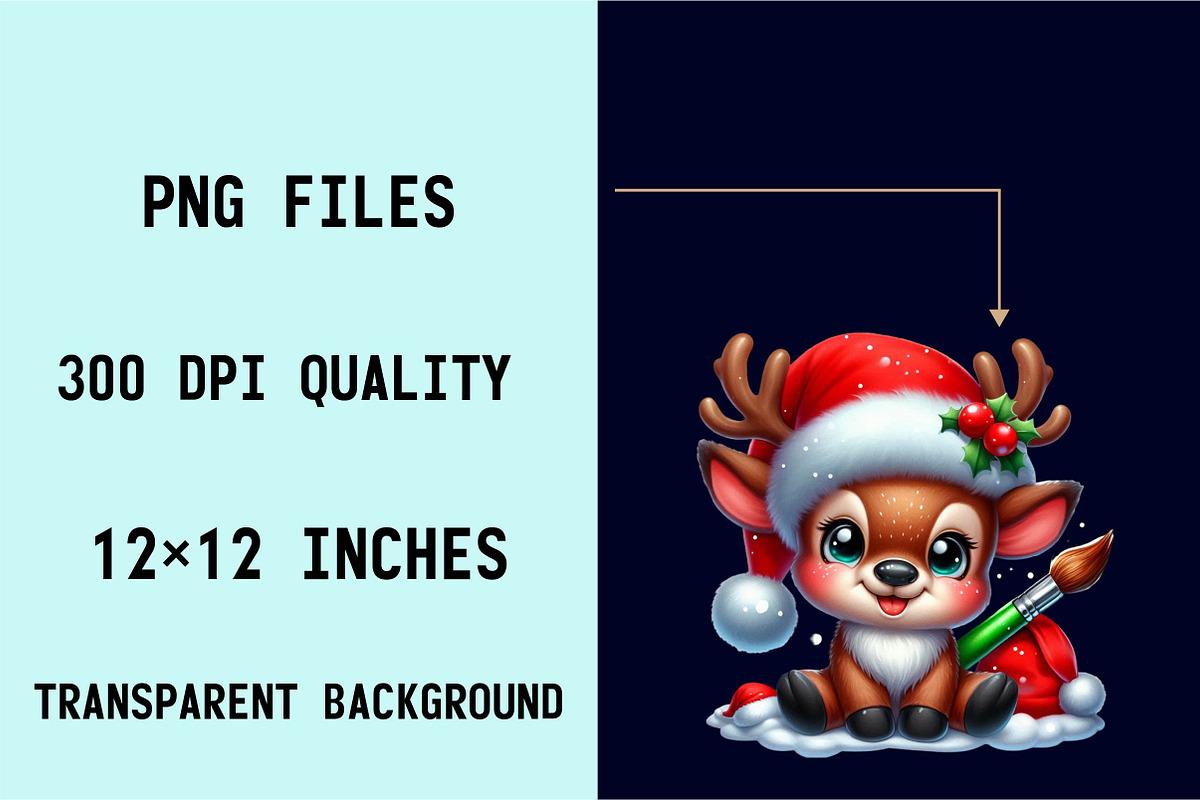 Baby Deer Christmas Sublimation Clip, an Illustration by SVGArt (Photo 7 of 8)
