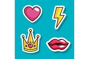 Girls Power Pop Art Set Icons