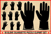 12 Glove Silhouette Clipart Bundle, an Illustration by Creativeshirt (Thumbnail 1 of 4)