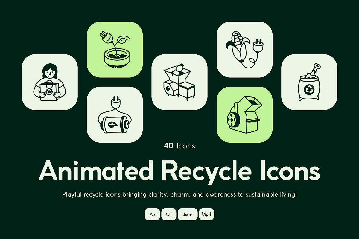 Animated Recycle Doodle Art Set, an Outline Icon by Vectors Market (Photo 1 of 5)