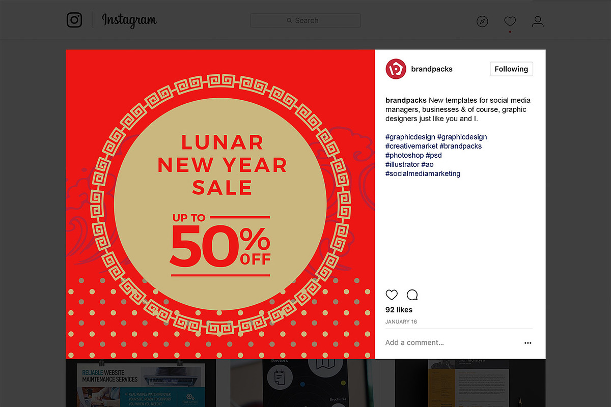 Chinese New Year Instagram Templates, a Social Media Template by BrandPacks (Photo 10 of 16)