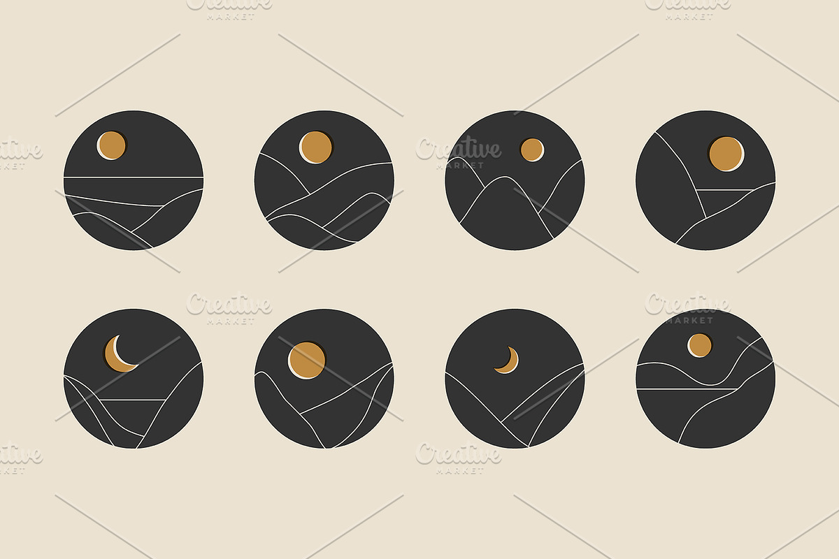 16 Abstract Sun and Mountain Prints, a Background Graphic by C Design Studio (Photo 5 of 9)
