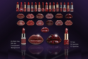 Red Diamond Lips and Lipstick PNG