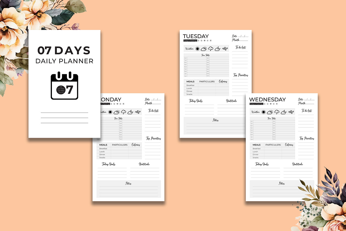 07 Days Detailed Daily Planner, a Stationery Template by Hurairagraphics (Photo 2 of 5)