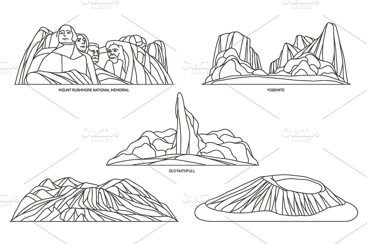 Nature sights of USA in line, an Illustration by GenziWorkshop (Photo 6 of 8)