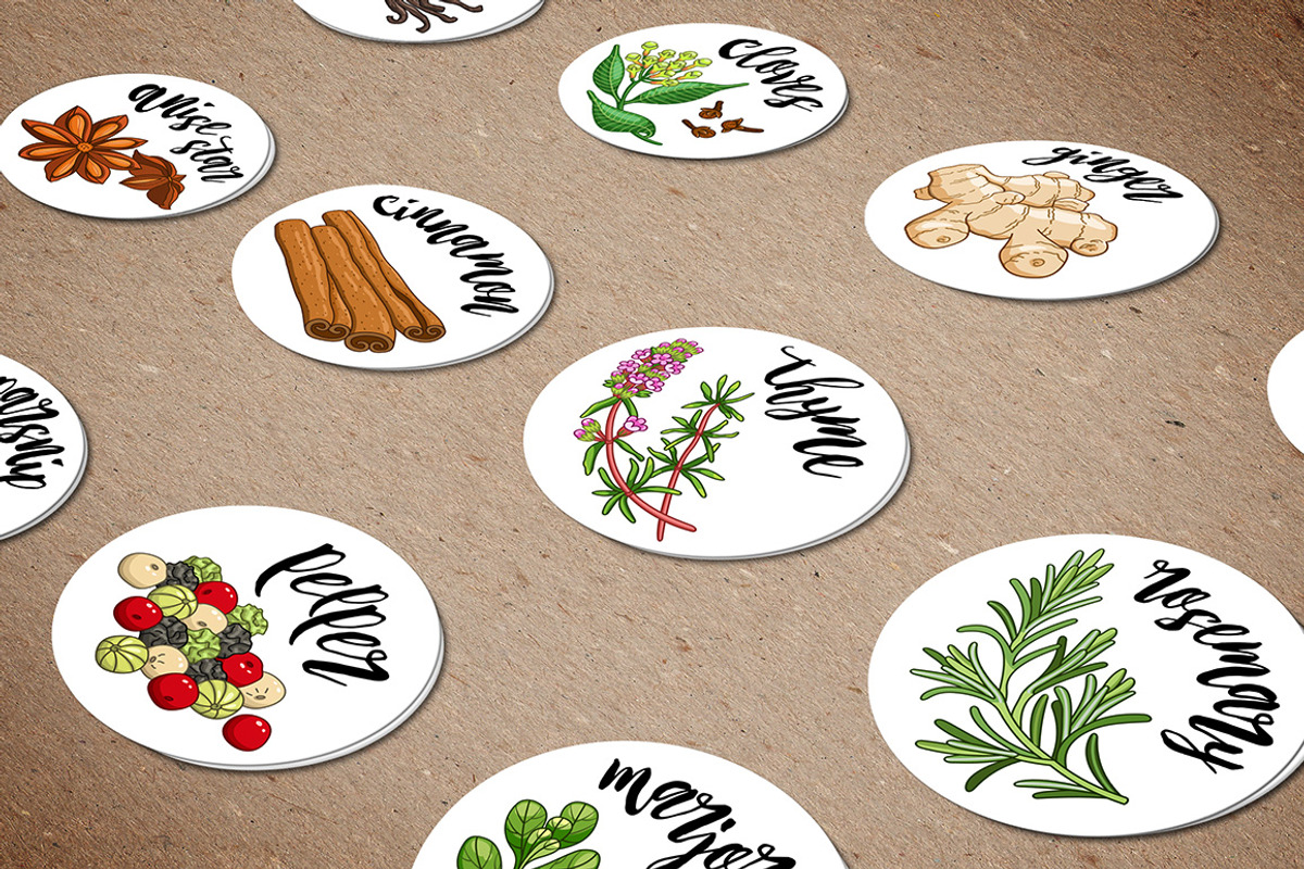 Spices and herbs labels set, a Decorative Illustration by Primula`s shop (Photo 2 of 12)