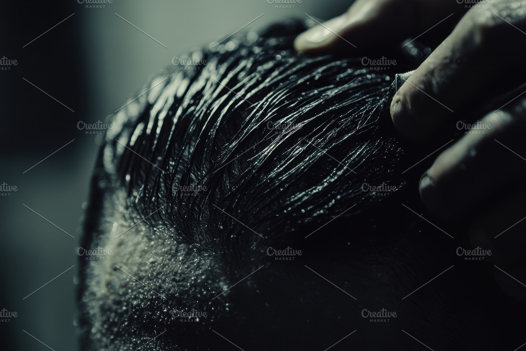 Closeup view of barber styling wet h, a Photo by Iftikhar Alam