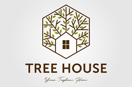 Nature tree house or home logo