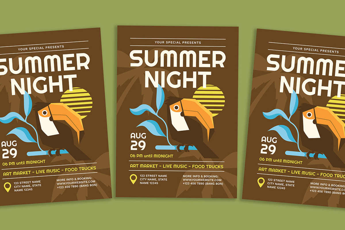 Summer Night Flyer, a Flyer Template by Gumico Studio. (Photo 2 of 3)