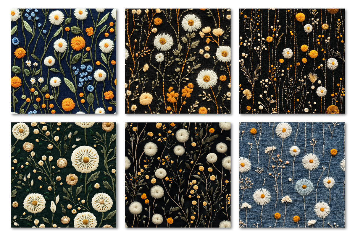 Felt Embroidered Dandelions Papers, a Texture Graphic by Dream Creation (Photo 7 of 7)