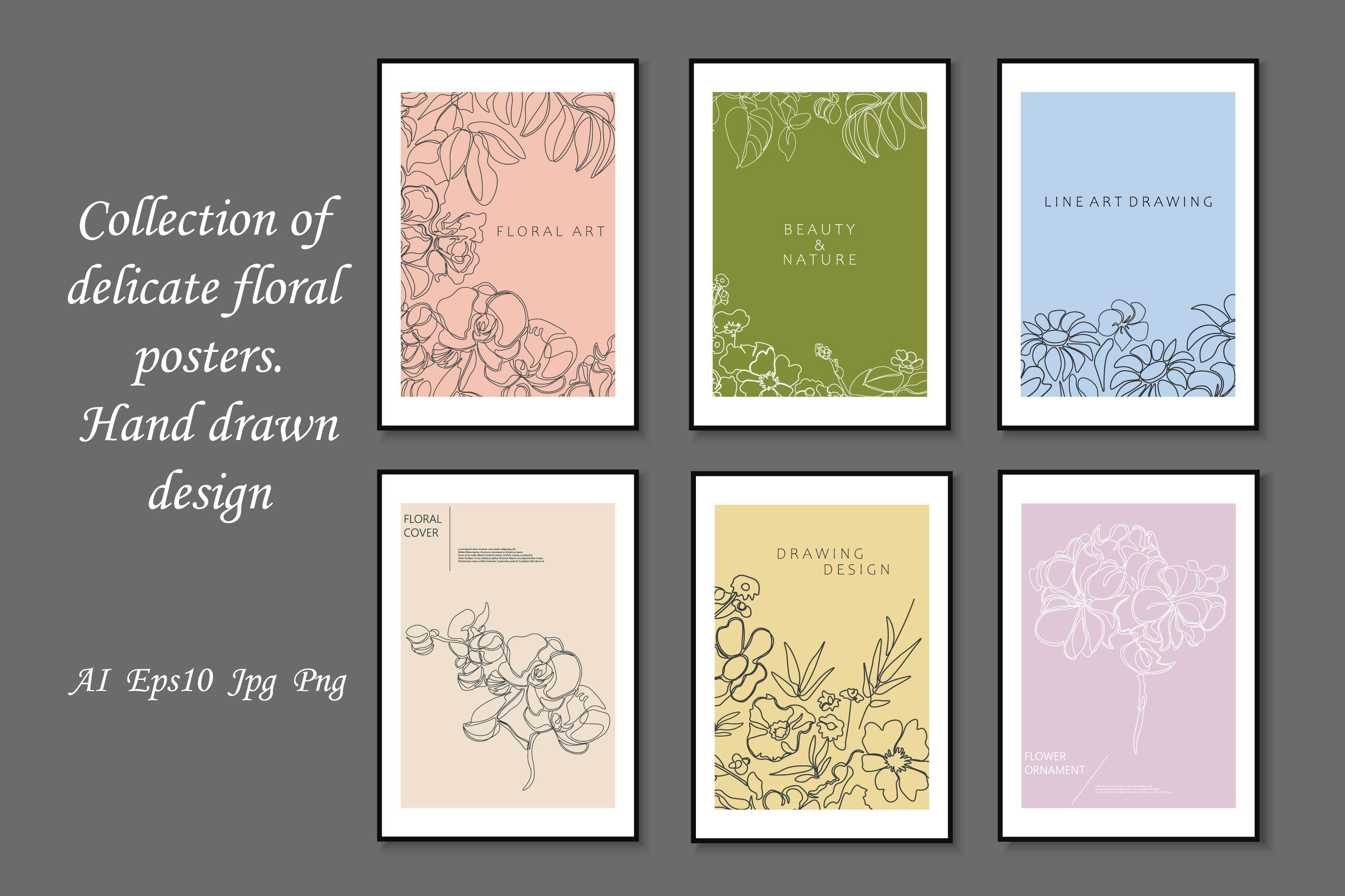 Floral hand drawn posters
