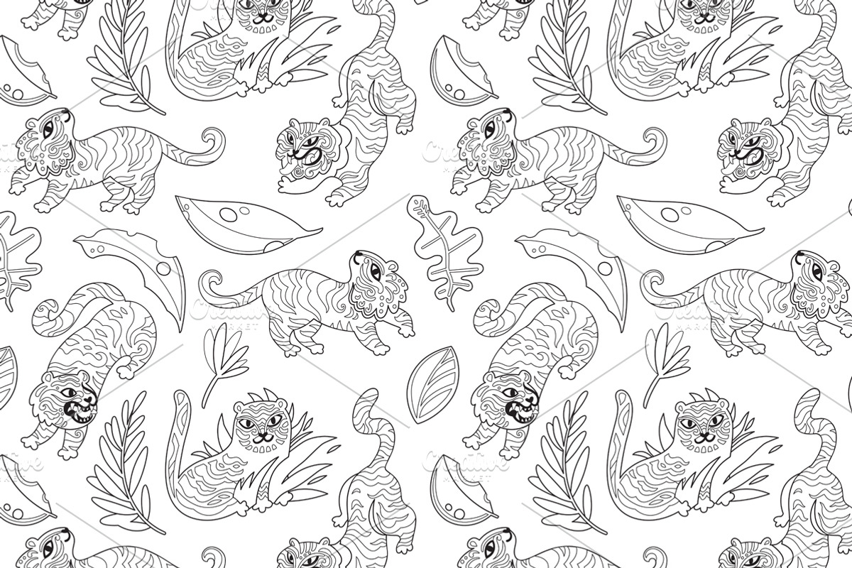 Chinese Tigers, a Pattern Graphic by PenguinHouse (Photo 5 of 12)