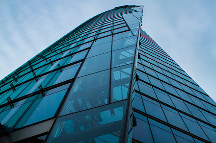Blue building stock photograph