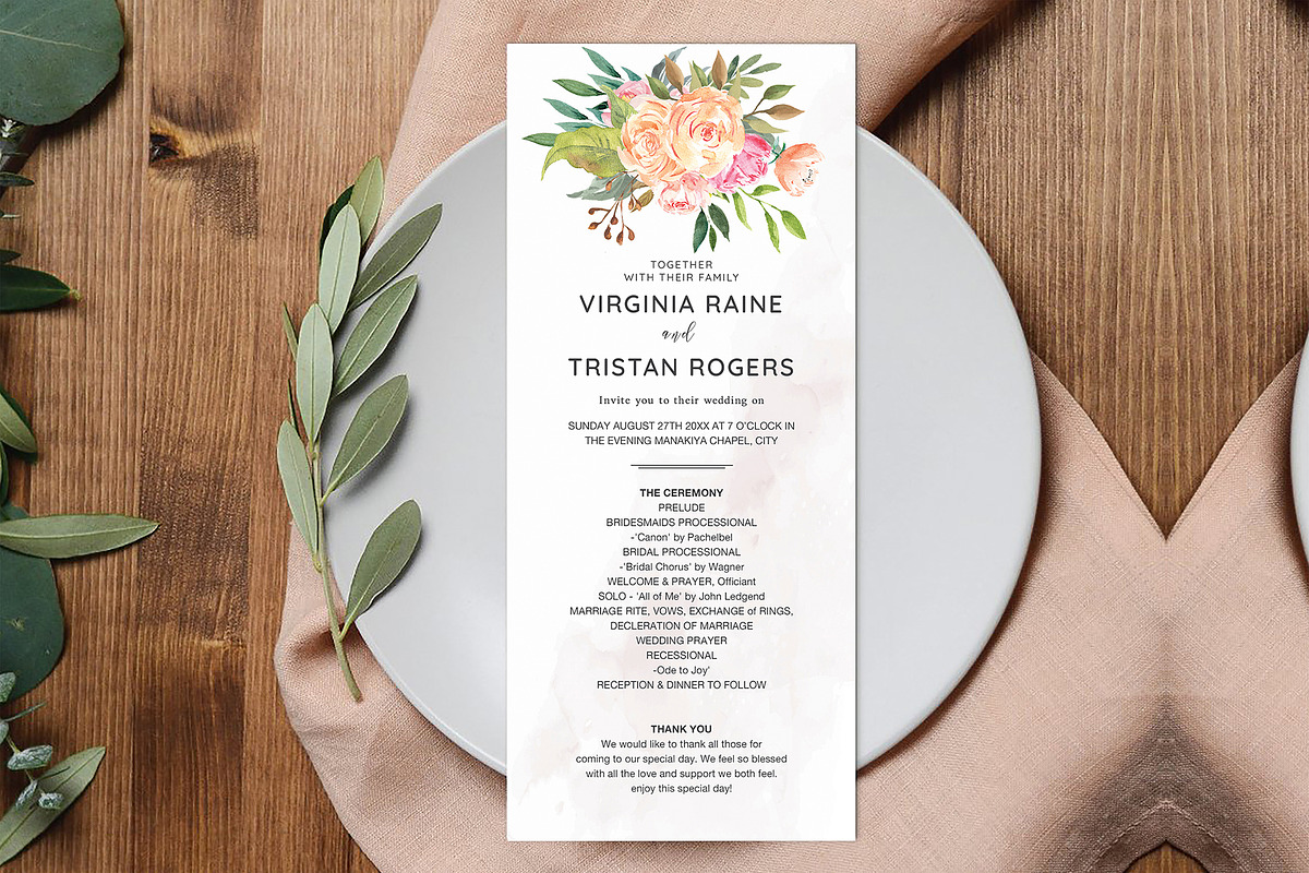 Wedding Program Template Canva, an Invitation Template by ShineOnWedding (Photo 4 of 8)