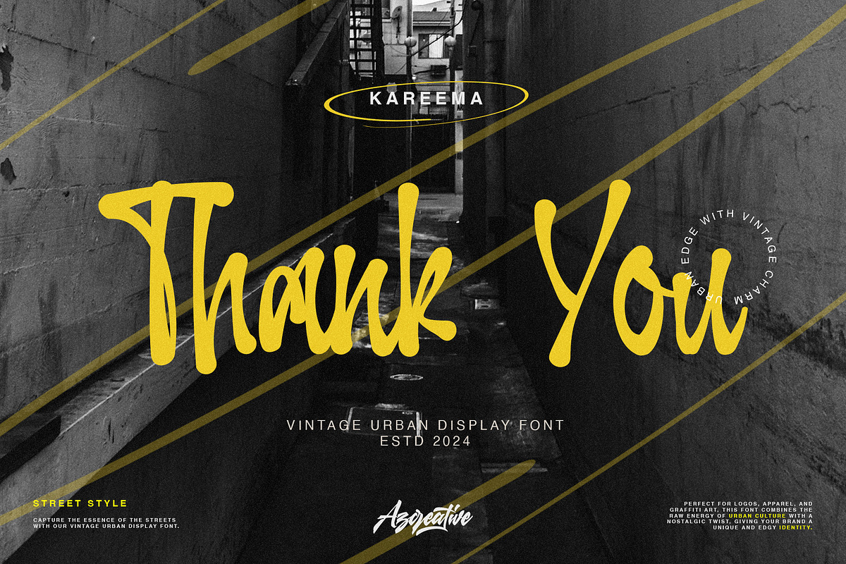 Kareema - Vintage Urban Display Font, a Handwritten Font by Azcreative Studio (Photo 12 of 12)