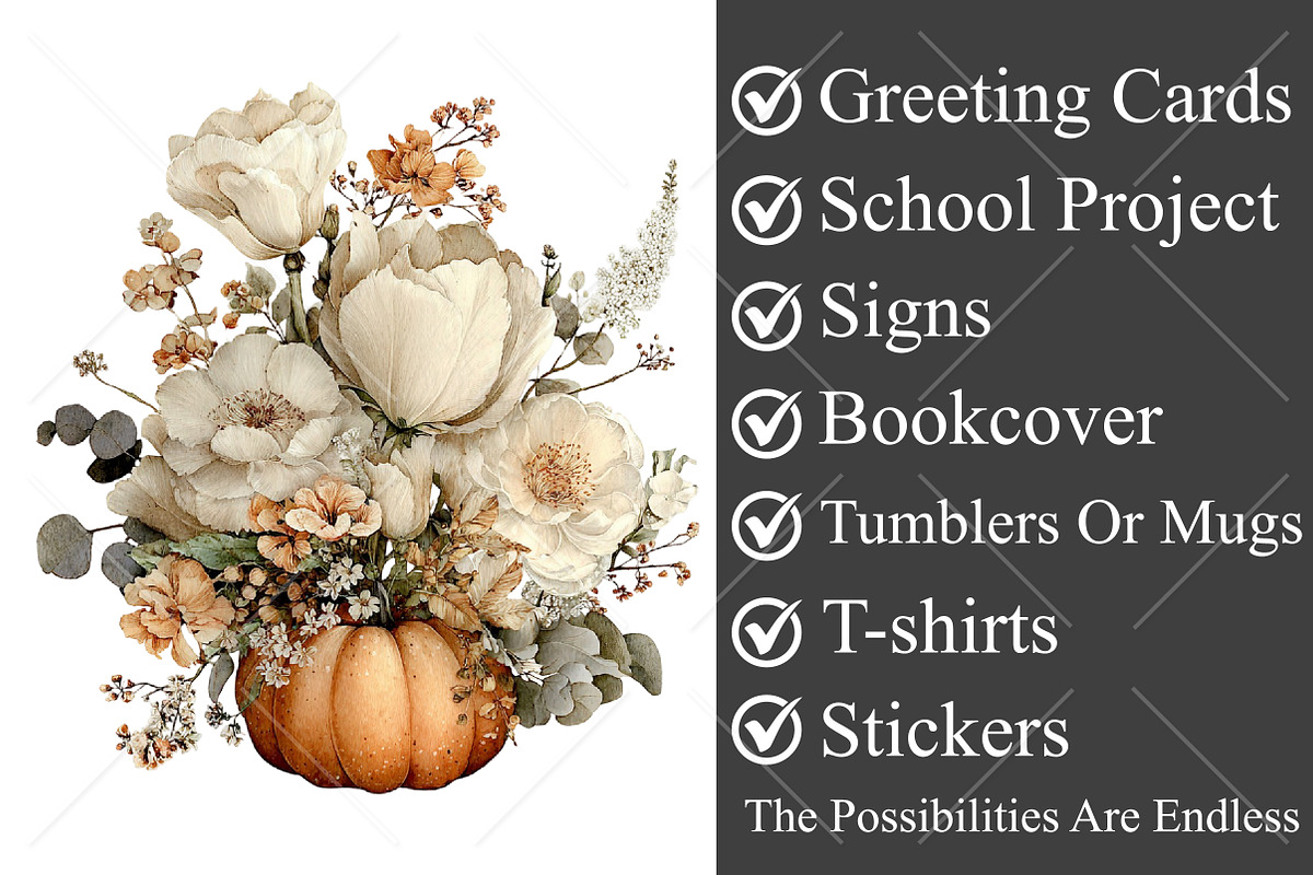 Whimsical Autumn Pumpkin Clipart, a Seasonal Illustration by Canvas Craft (Photo 3 of 10)