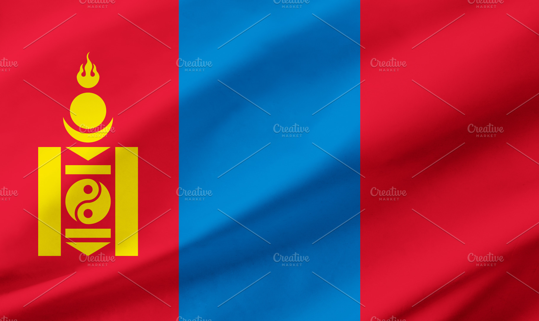 Mongolia flag background with waving fabric texture, a Holiday Photo by Davizro's Market