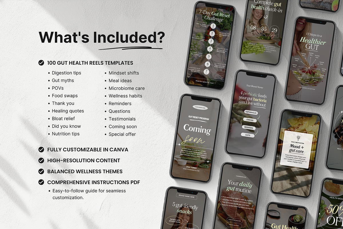 100 Gut Health Reels Templates preview 2