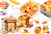 Honey Bee Watercolor Clipart, a Decorative Illustration by Watercolor Digital (Thumbnail 3 of 7)