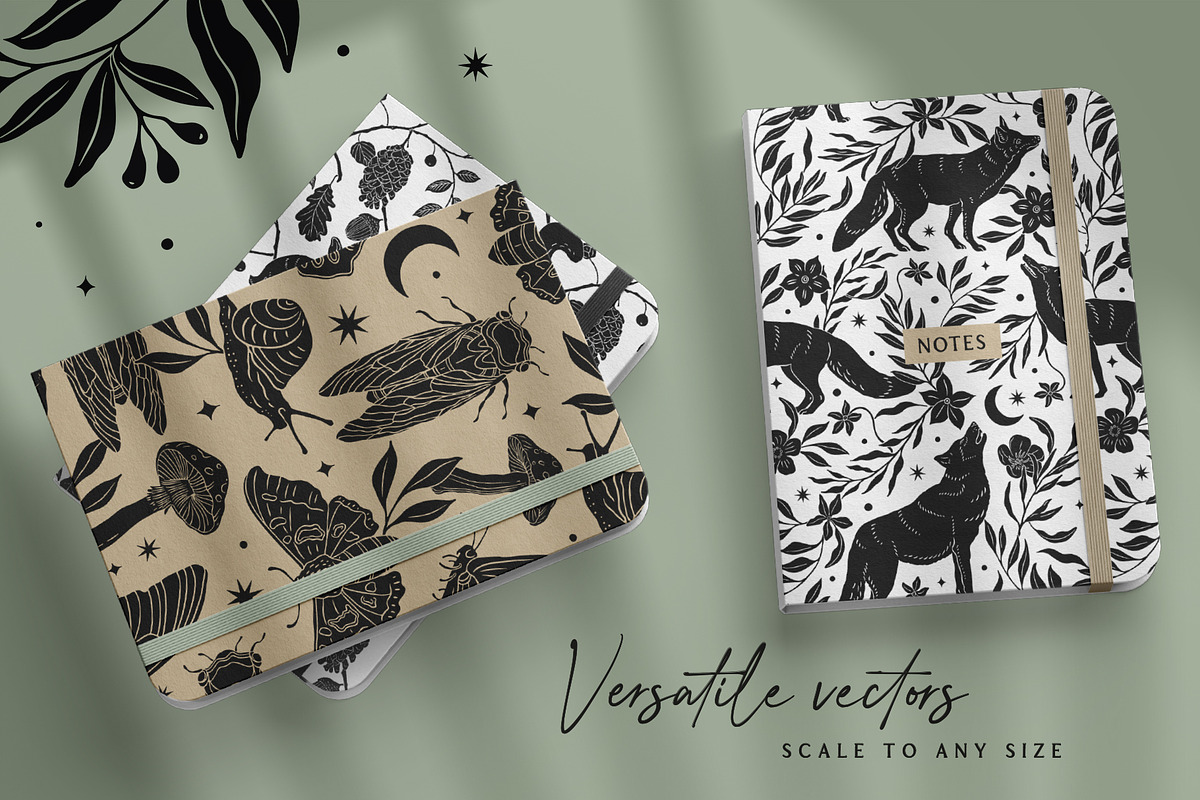 Woodland Shadows Vector Collection, a Decorative Illustration by rouxsupplyco (Photo 3 of 15)