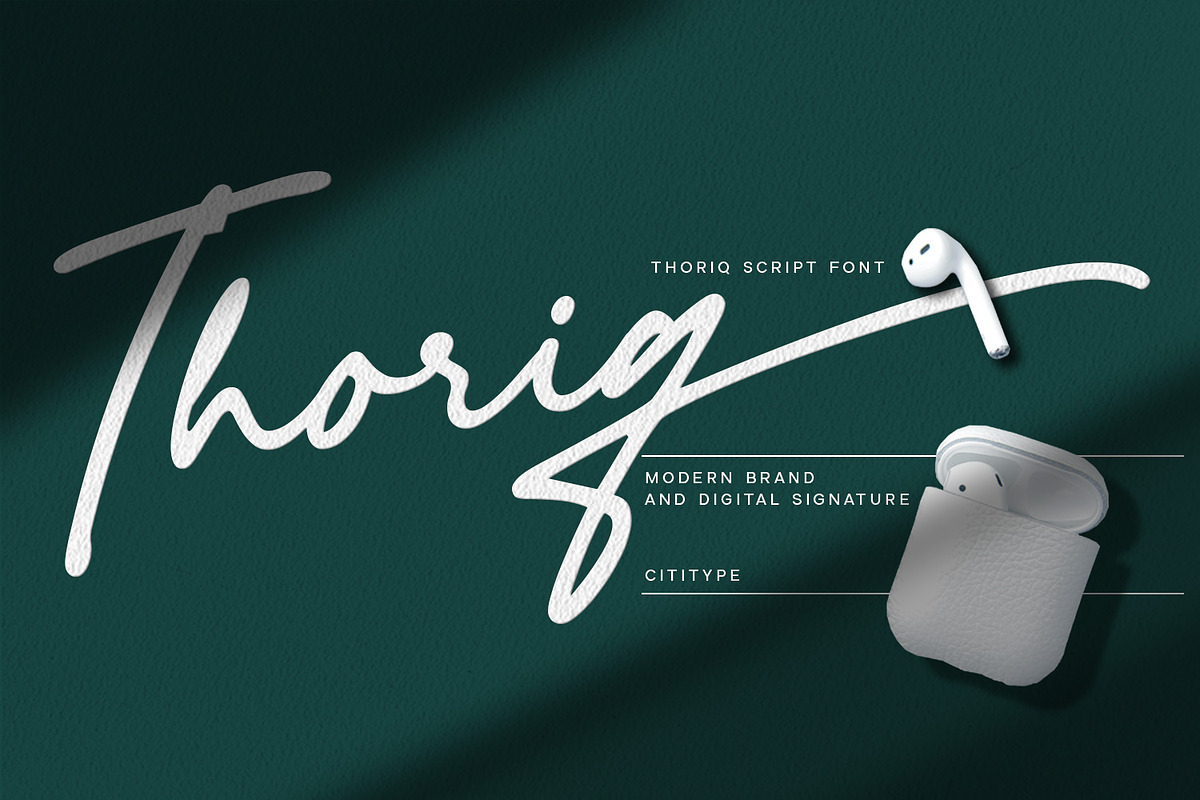 Thoriq - Digital Signature, a Script Font by Cititype (Photo 1 of 11)
