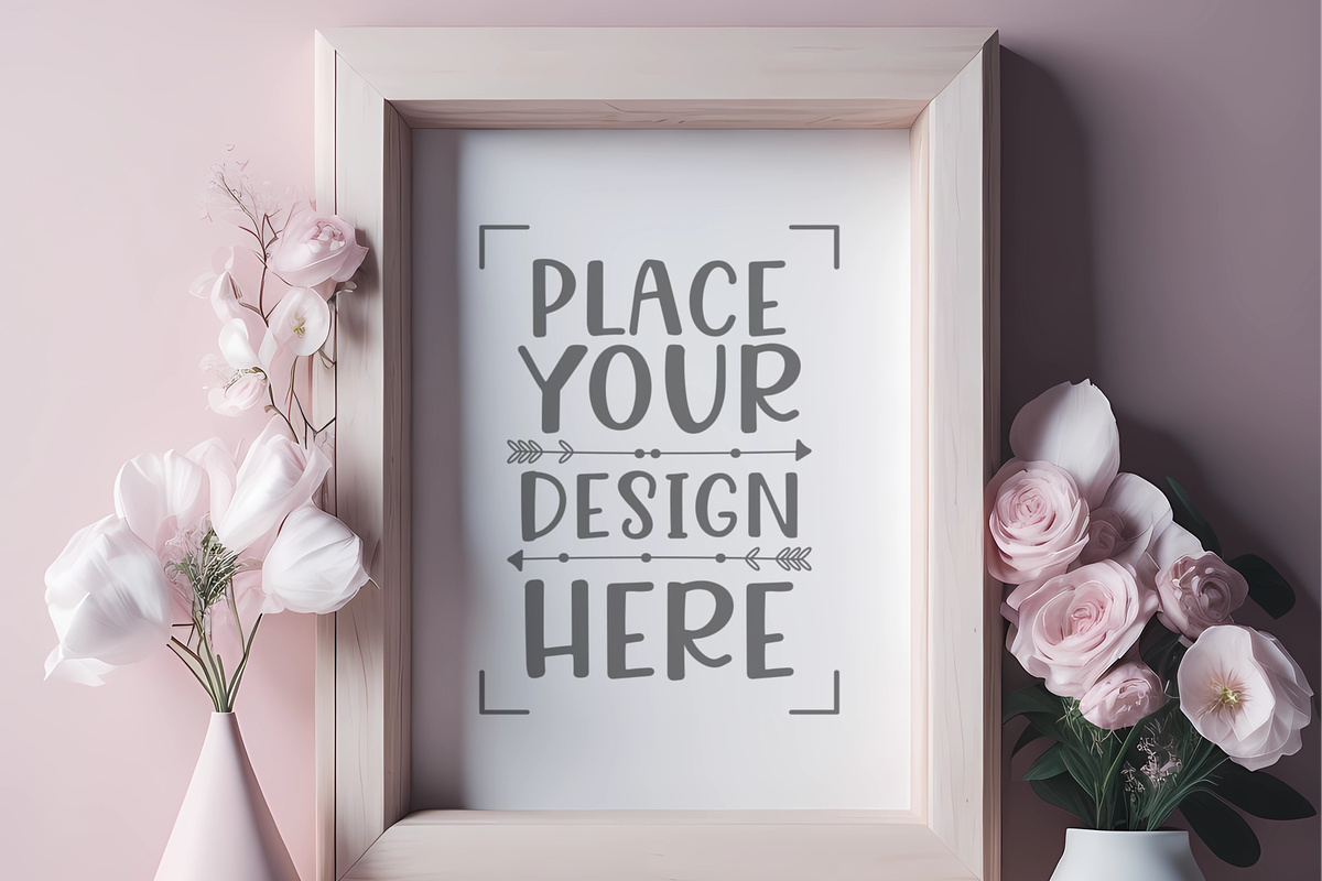 Pink Frame Mockup, Boho Mockup, a Print Template by Ali's Designs (Photo 1 of 5)