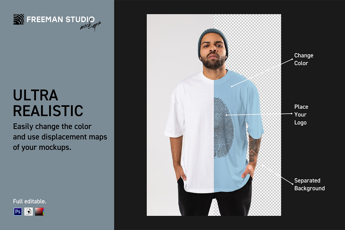 T-Shirt Mock-Up Set, a Shirt Mockup by Freeman Studio (Photo 3 of 22)
