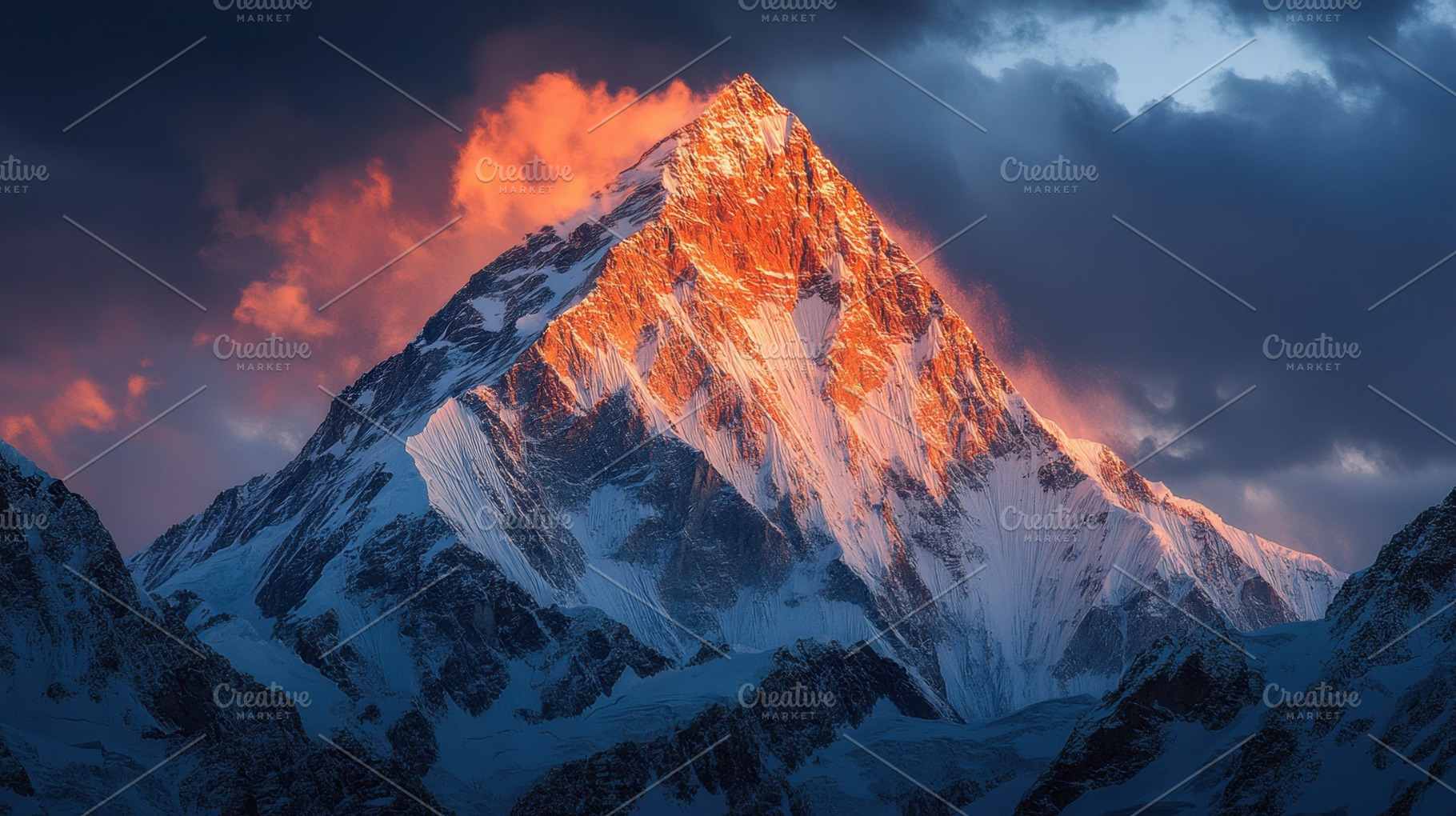 Majestic peak illuminated at sunset, a Photo by Beautiful things