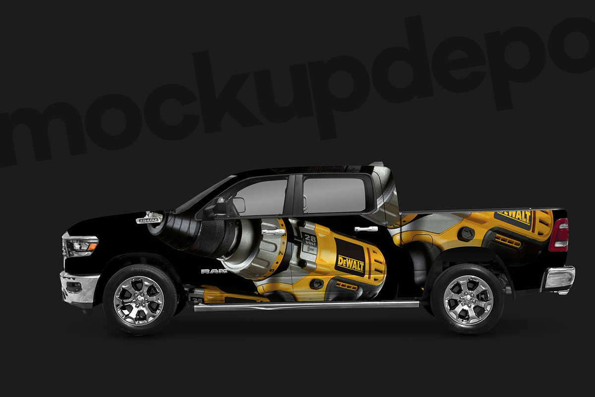 Dodge RAM Pickup Truck Mockup, a Mockup by mockupdepot (Photo 5 of 5)