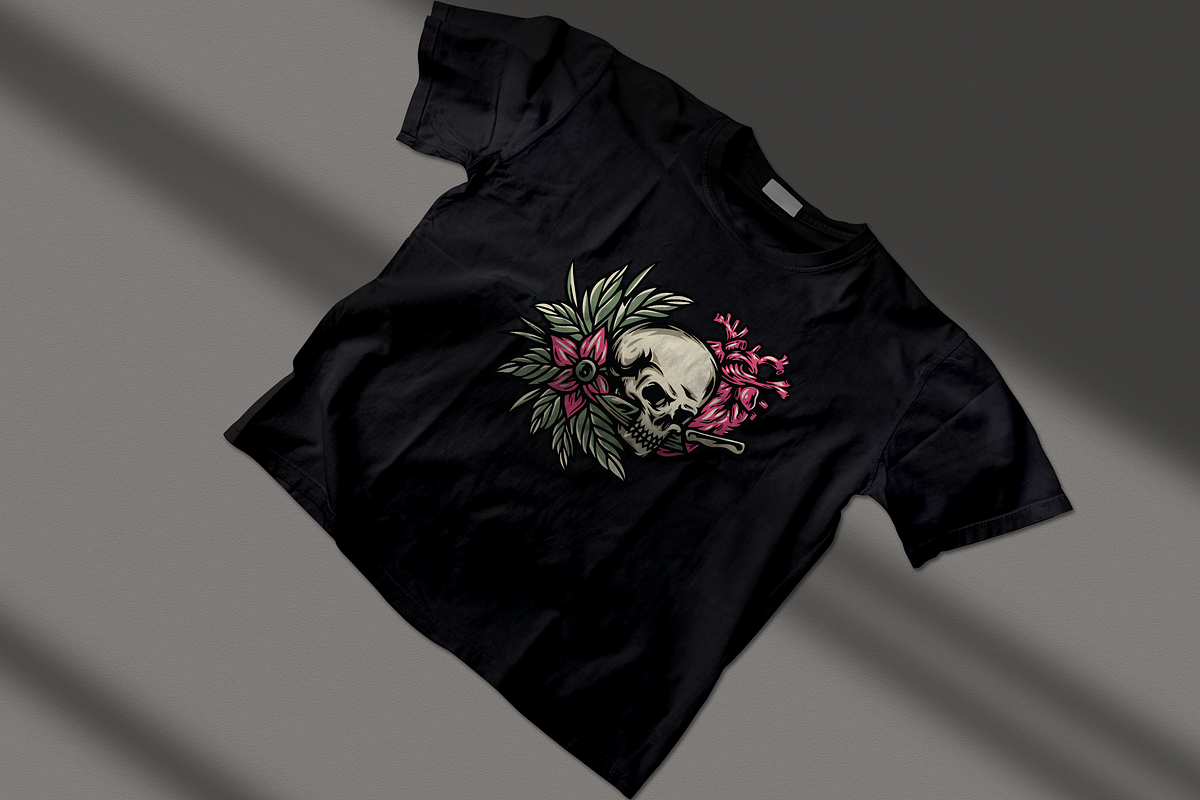 Skull with flowers and heart, an Object Illustration by nomlimo.com (Photo 3 of 3)