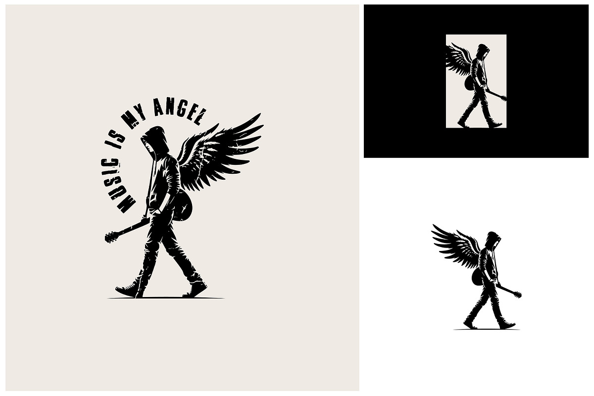 Man Angel Wings Guitar Music Logo, a Branding & Logo Template by Enola99d (Photo 2 of 2)