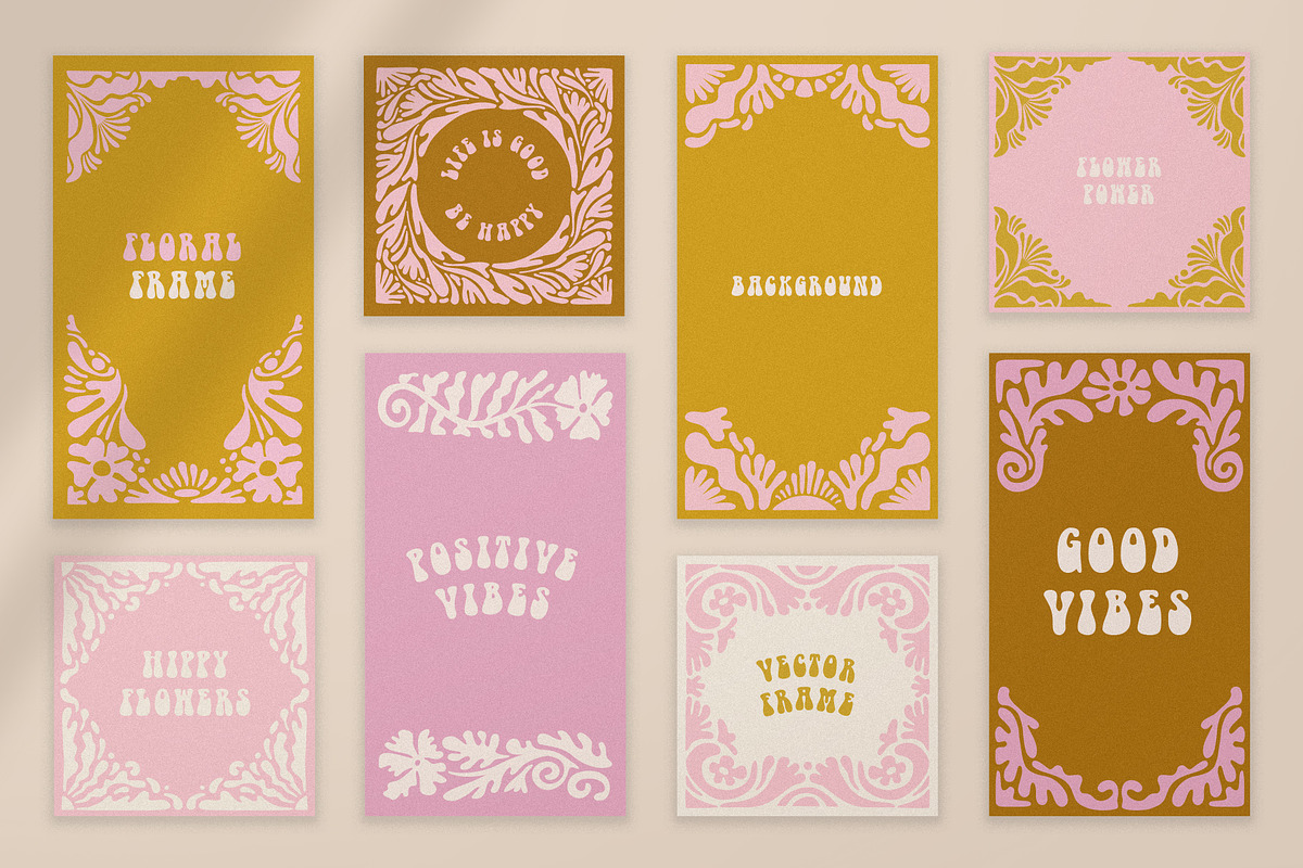 Groovy flowers - vector elements, a Background Graphic by venimo (Photo 2 of 6)