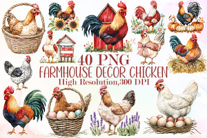 Watercolor Farmhouse Decor Chicken S, an Illustration by Sublimation Artist