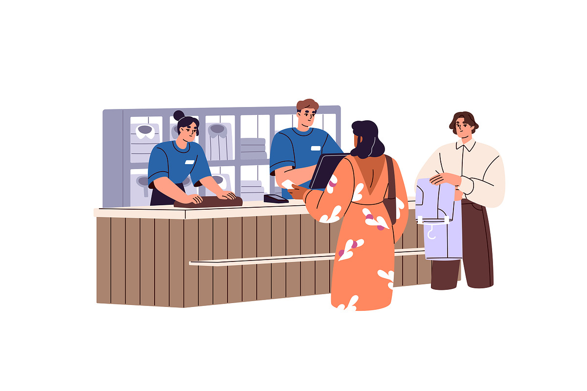 People pay at store checkout set, a Person Illustration by PaperTrident (Photo 8 of 11)
