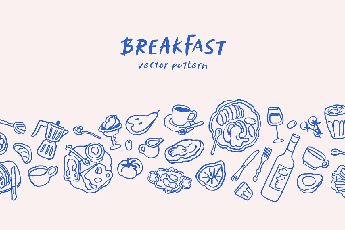 Doodle food seamless pattern, a Food Illustration by Good Studio (Photo 1 of 3)