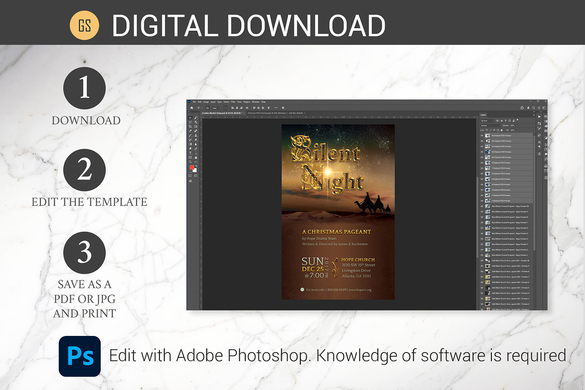 Silent Night Christmas Flyer PSD, a Flyer Template by Godserv Designs (Photo 8 of 9)