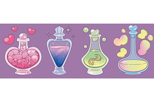 Magic potion bottles set isolated on, a Food Illustration by art PVP - market