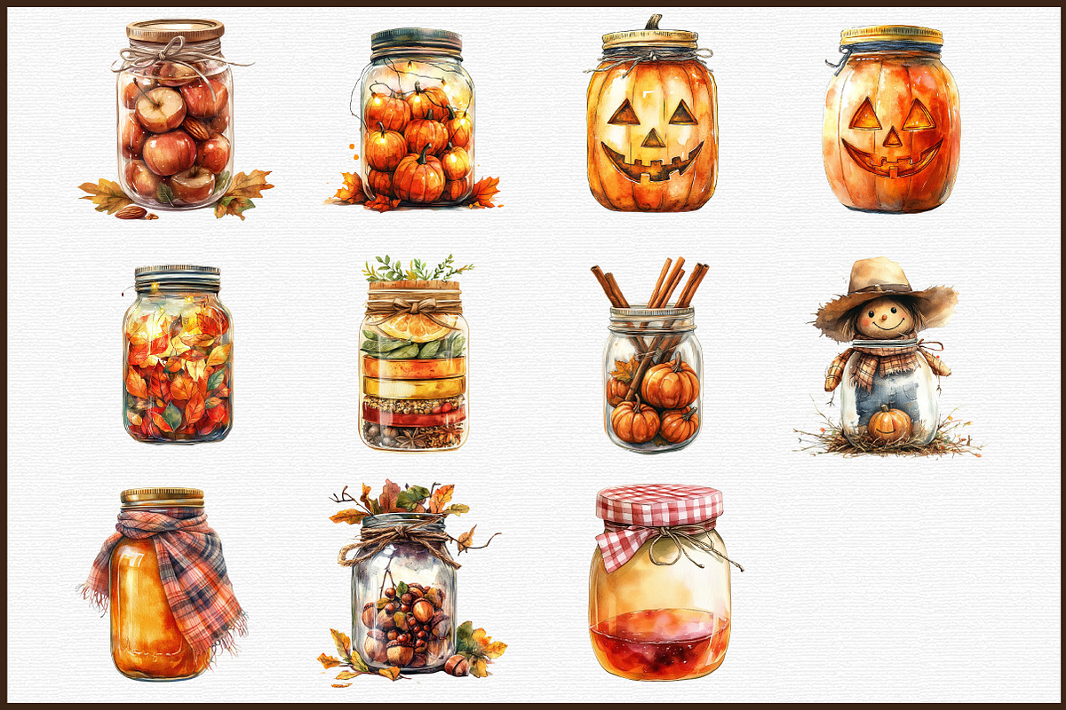 Fall Mason Jars Clipart Bundle, an Illustration by Sublimation Artist (Photo 3 of 6)