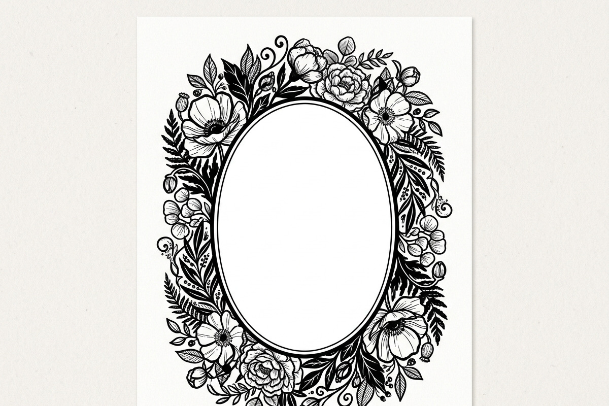 50 Elegant Floral Oval Mirror Frame, a Decorative Illustration by Amazin_art (Photo 3 of 26)