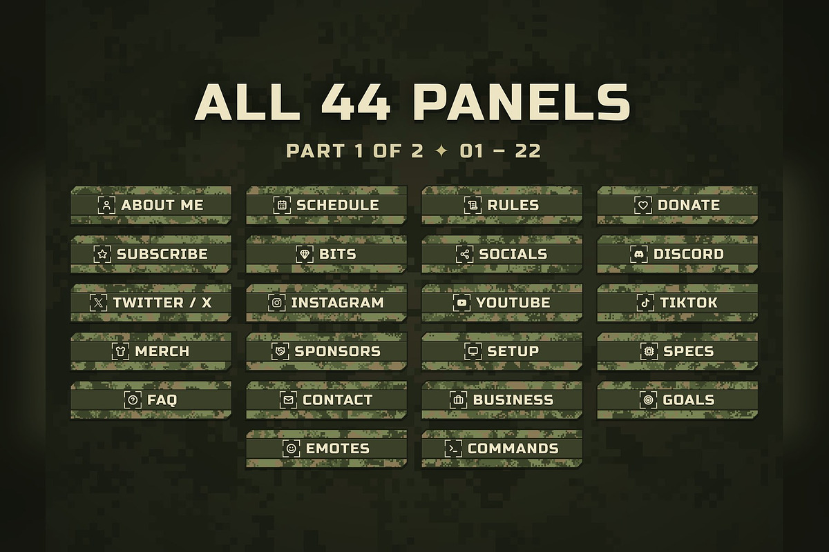 Camo Twitch & Kick Panels, an Object Graphic by Gear Store (Photo 2 of 11)