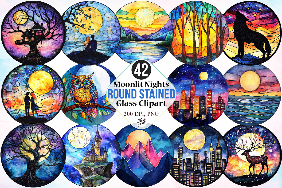 Moonlit Nights Round Stained Glass, an Object Illustration by Canvas Craft (Photo 1 of 4)